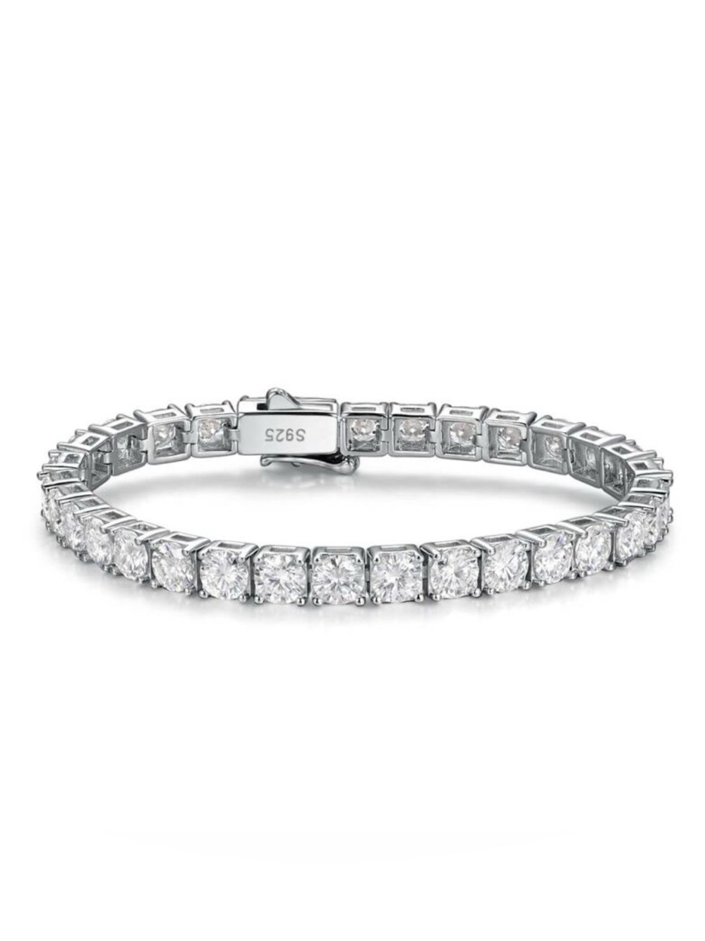 Sterling Silver White Moissanite Tennis Bracelet 4mm - Classic Sparkle